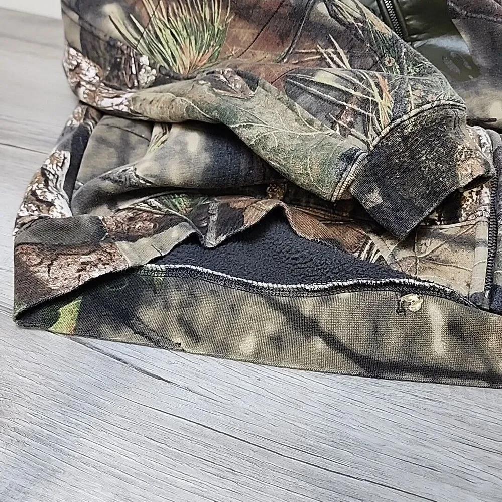 Cabela's Full Zip Hooded Mens XL Mossy Oak Break-Up Country Camo Fleece Hunting